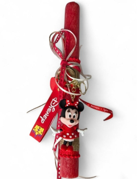 Χειροποίητη αρωματική λαμπάδα με μπρελόκ Minnie mouse SSL64