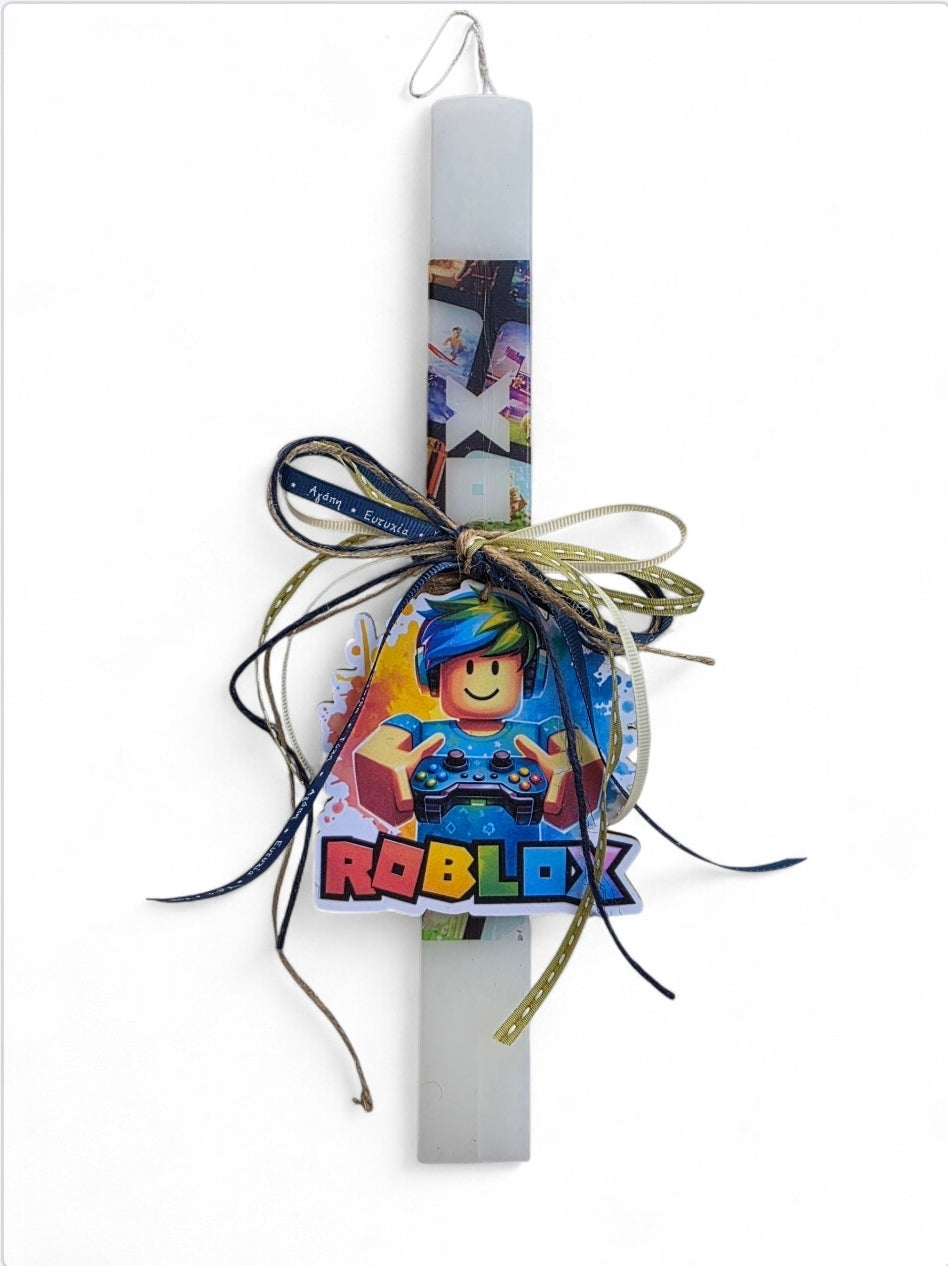 Χειροποίητη λαμπάδα με σχέδια Roblox SSL150