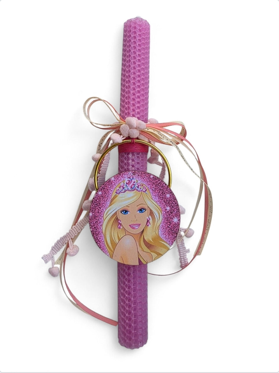 Χειροποίητη λαμπάδα από μελισσοκέρι barbie SSL148