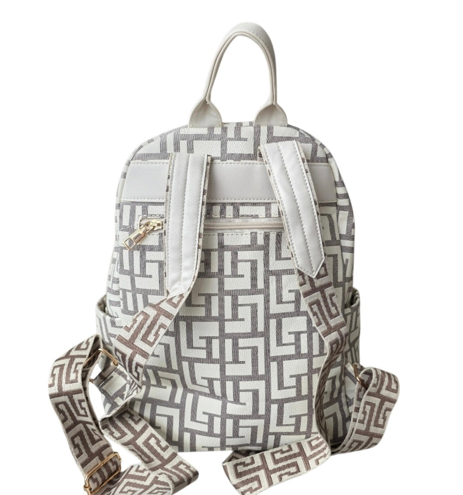 Γυναικεία τσάντα back pack σε χρώμα λευκό γκρί  SSB24w
