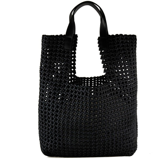 Τσάντα ώμου με αίσθηση σατέν υφή και δερμάτινη λεπτομέρεια στα λουράκια σε χρώμα μαύρο SSBL32b